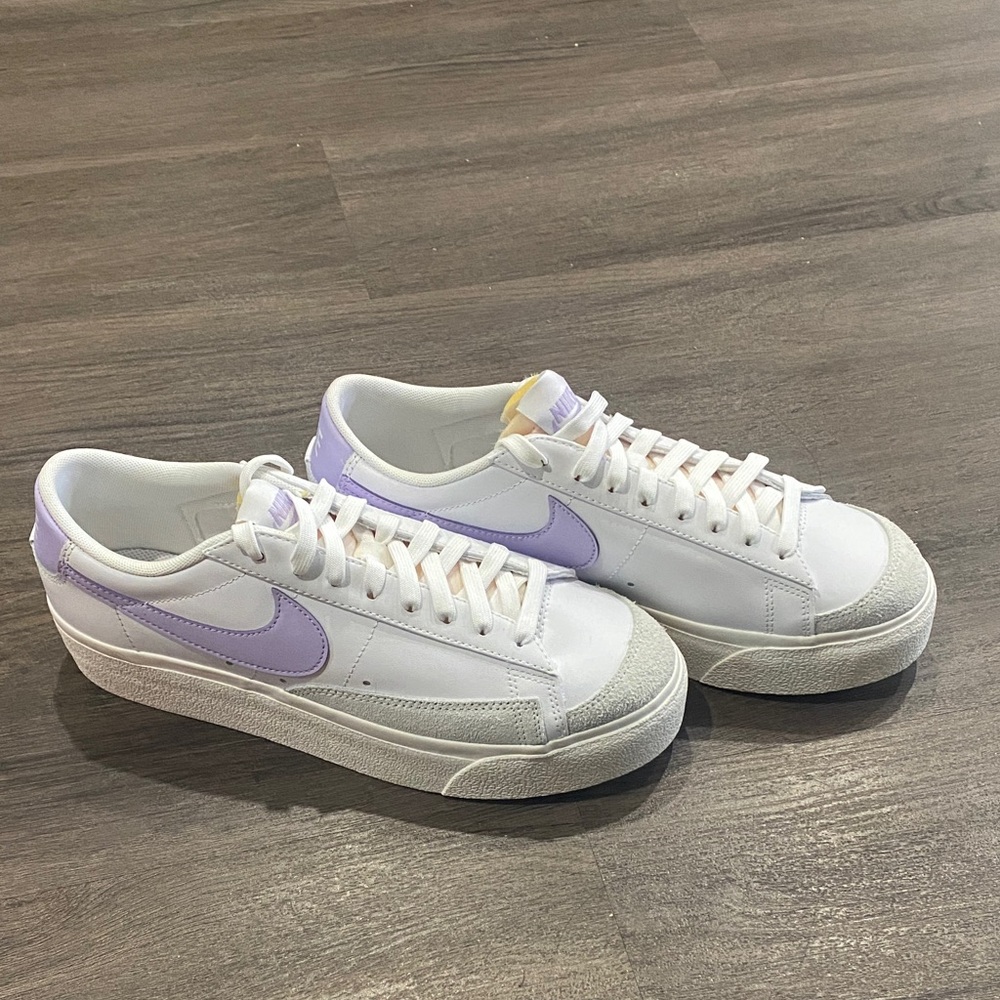 Nike White and Lavender Low tops W blazer low platform